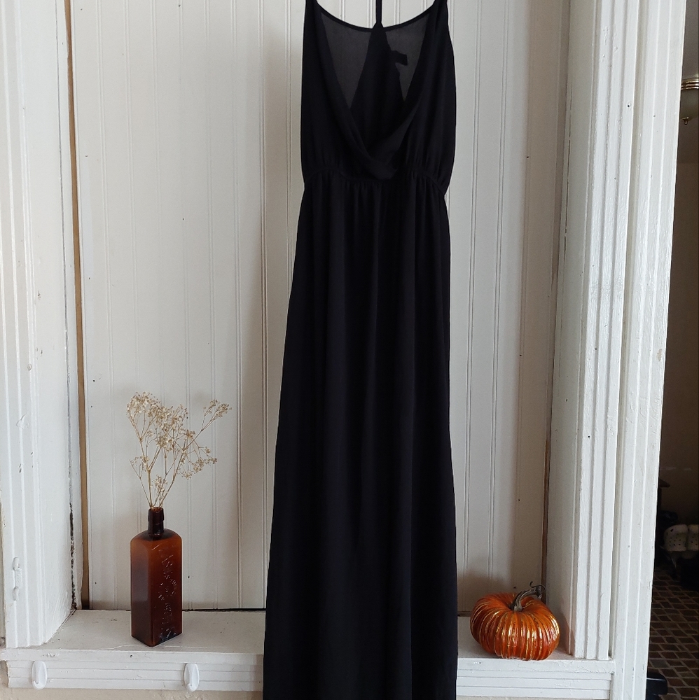 Long black dress with front slit